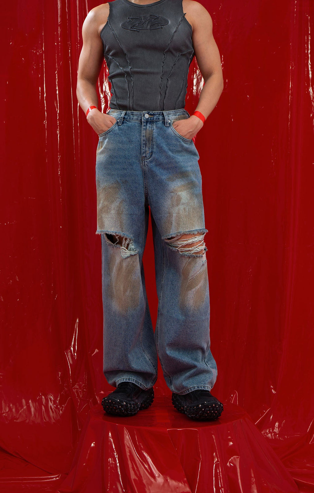 CLP Distressed Ripped Brushed Jeans