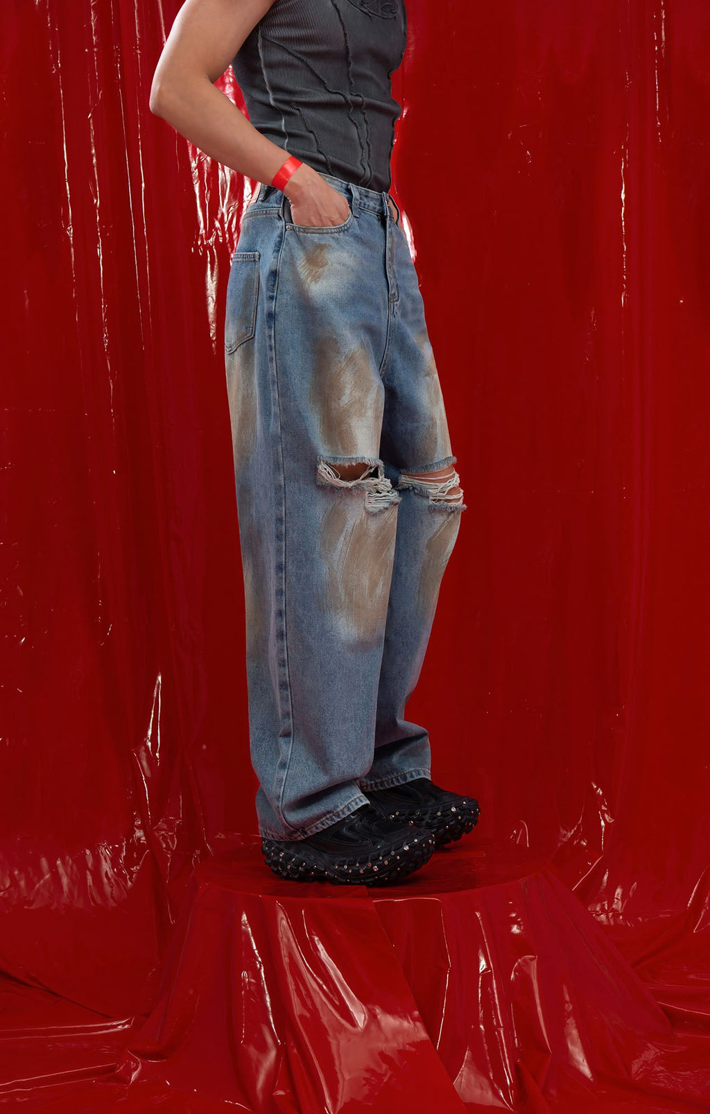 CLP Distressed Ripped Brushed Jeans