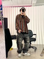 ME DA IGUAL Washed Destroyed Patch Straight-Leg Jeans