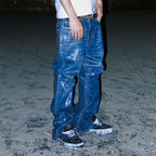 PCCVISION Resin-Coated Flared Jeans