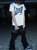 PCCVISION Lace-Up Zipper Flared Jeans