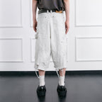FACEONLAB Distressed Deconstructed Ripped Cargo Shorts