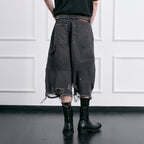 FACEONLAB Distressed Deconstructed Ripped Cargo Shorts