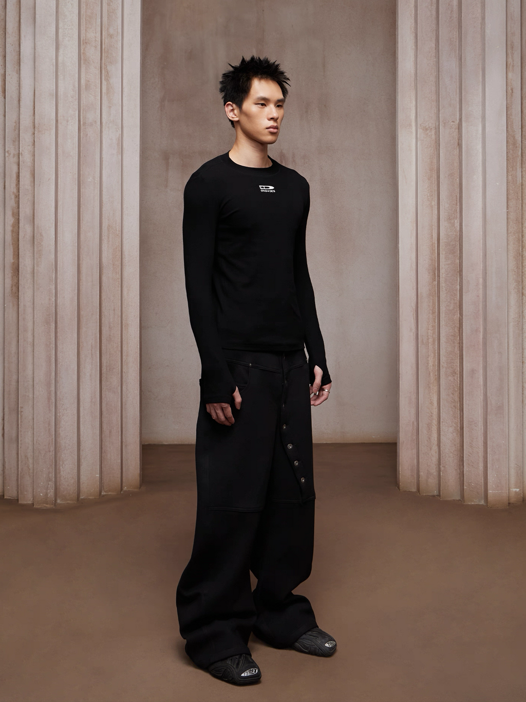 DND4DES Asym Buttoned Wool-Blend Oversized Pants
