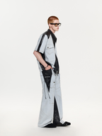 TIWILLTANG Contrast Stitch Paneled Zip-Up Half Shirt
