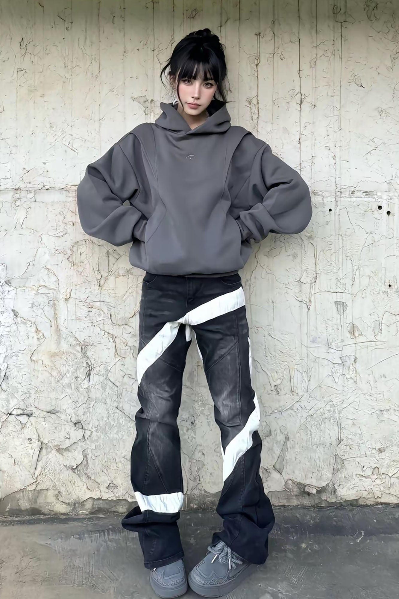 VINKID Infinite Cross Panel Embroidered Jeans