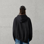 ORGANIC EMOTION Asymmetrical Hem LOGO Embroidered Hoodie