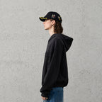 ORGANIC EMOTION Asymmetrical Hem LOGO Embroidered Hoodie