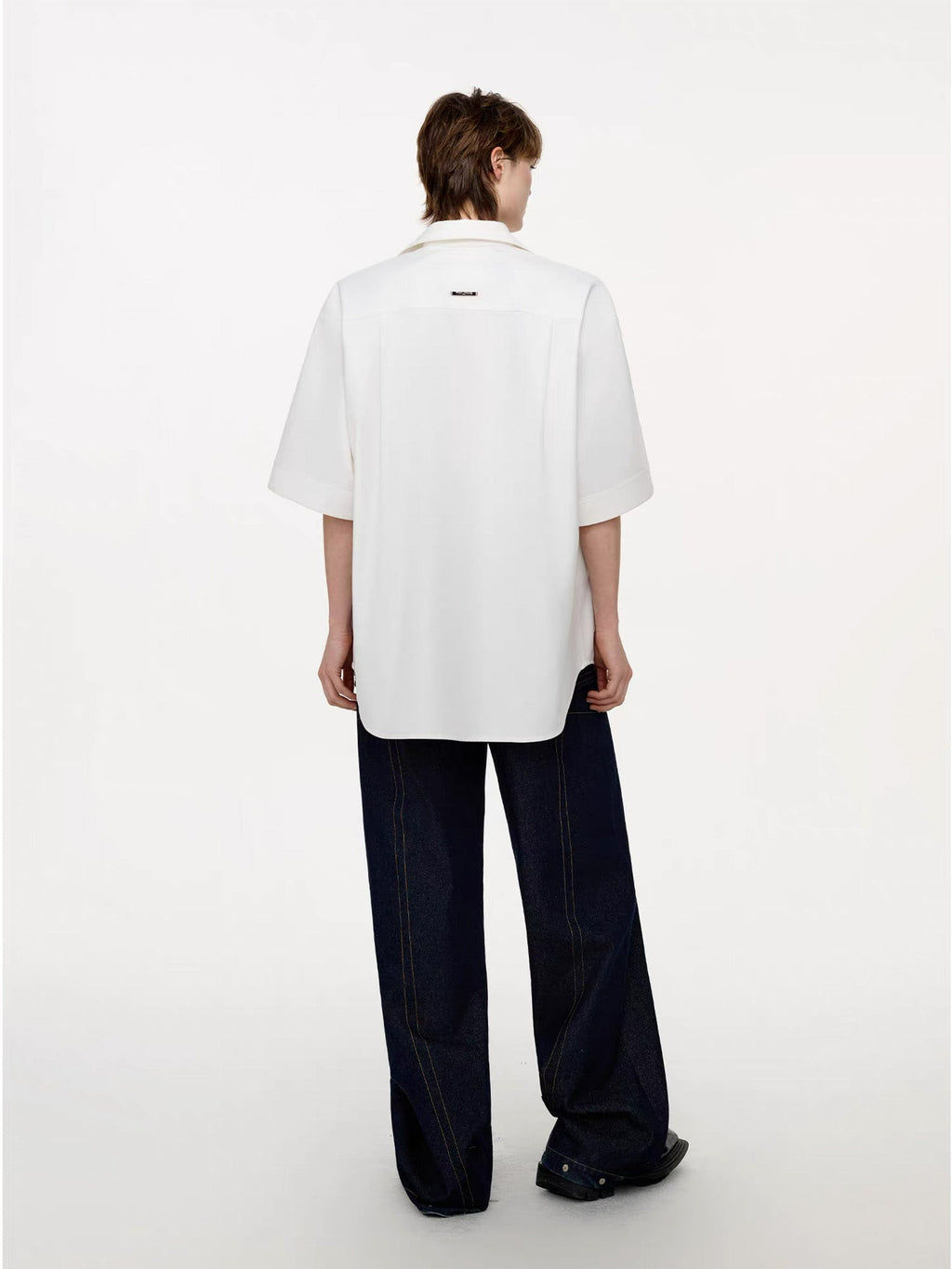 TIWILLTANG Draped Camp-Collar T Shirt