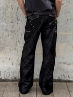 ESAIAS Diamond Faux Leather Patch Rivet Jeans