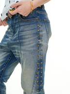 VINKID Deconstructed Side-Studded Washed Jeans
