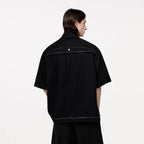 TIWILLTANG Studded Trim Zip-Up Half Shirt