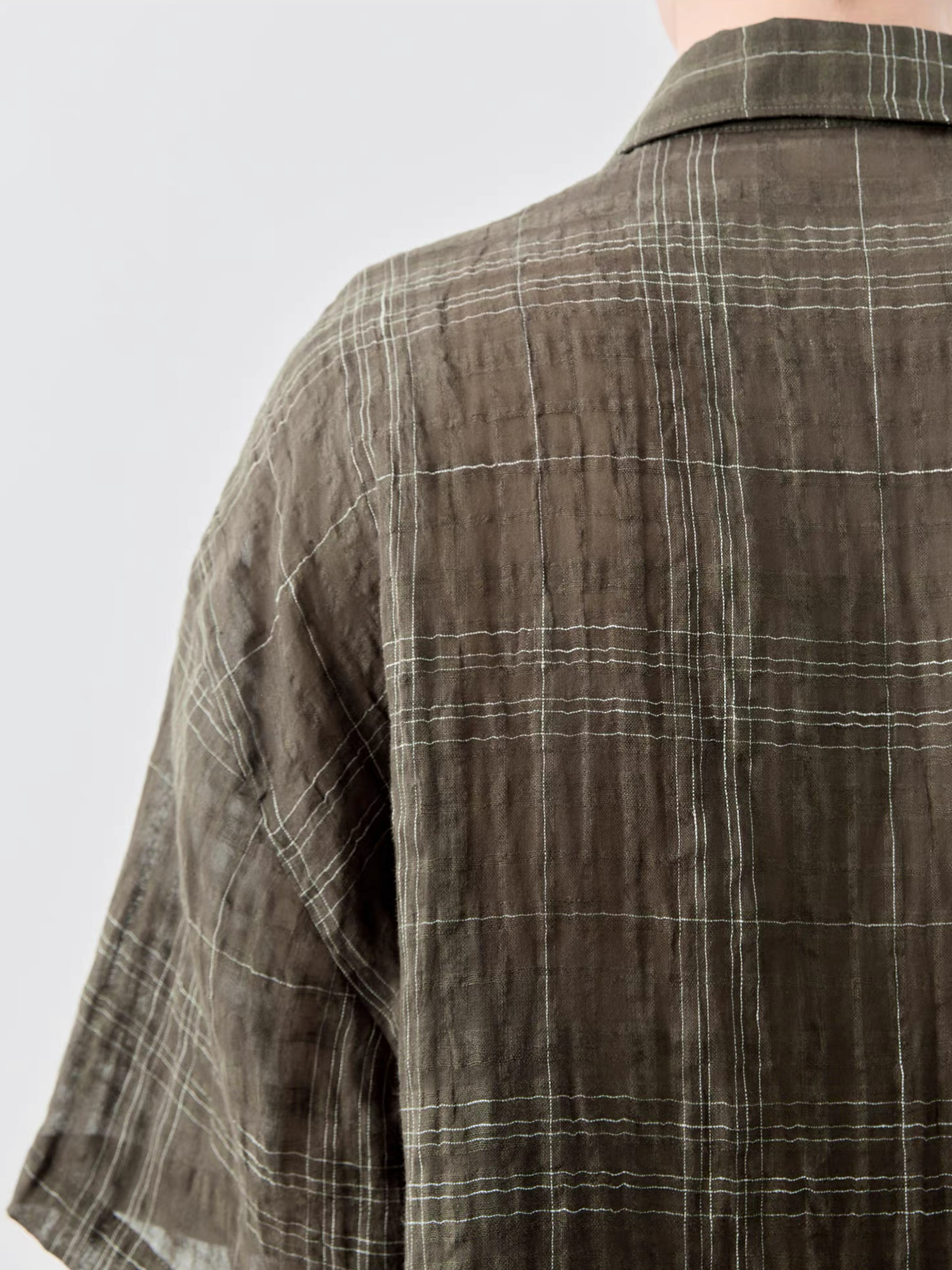 GRAINMUSTARD Linen-Cotton Plaid Half Shirt