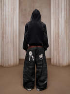 DND4DES Triple-Waist Graphic Wide-Leg Denim Pants