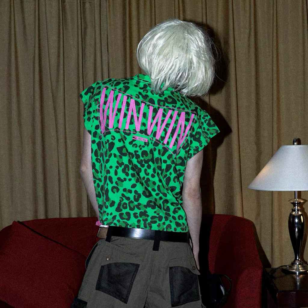 PCCVISION Contrast Leopard Crackled Foil Graphic T-Shirt