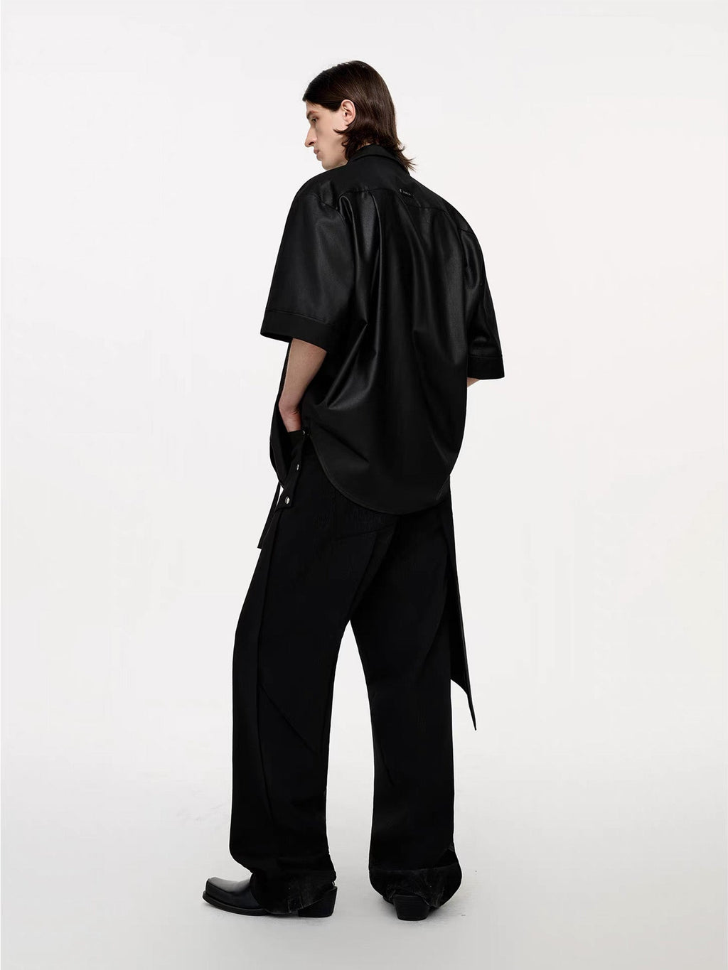 TIWILLTANG Draped Camp-Collar T Shirt