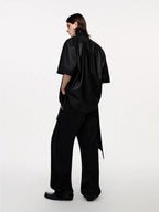 TIWILLTANG Draped Camp-Collar T Shirt