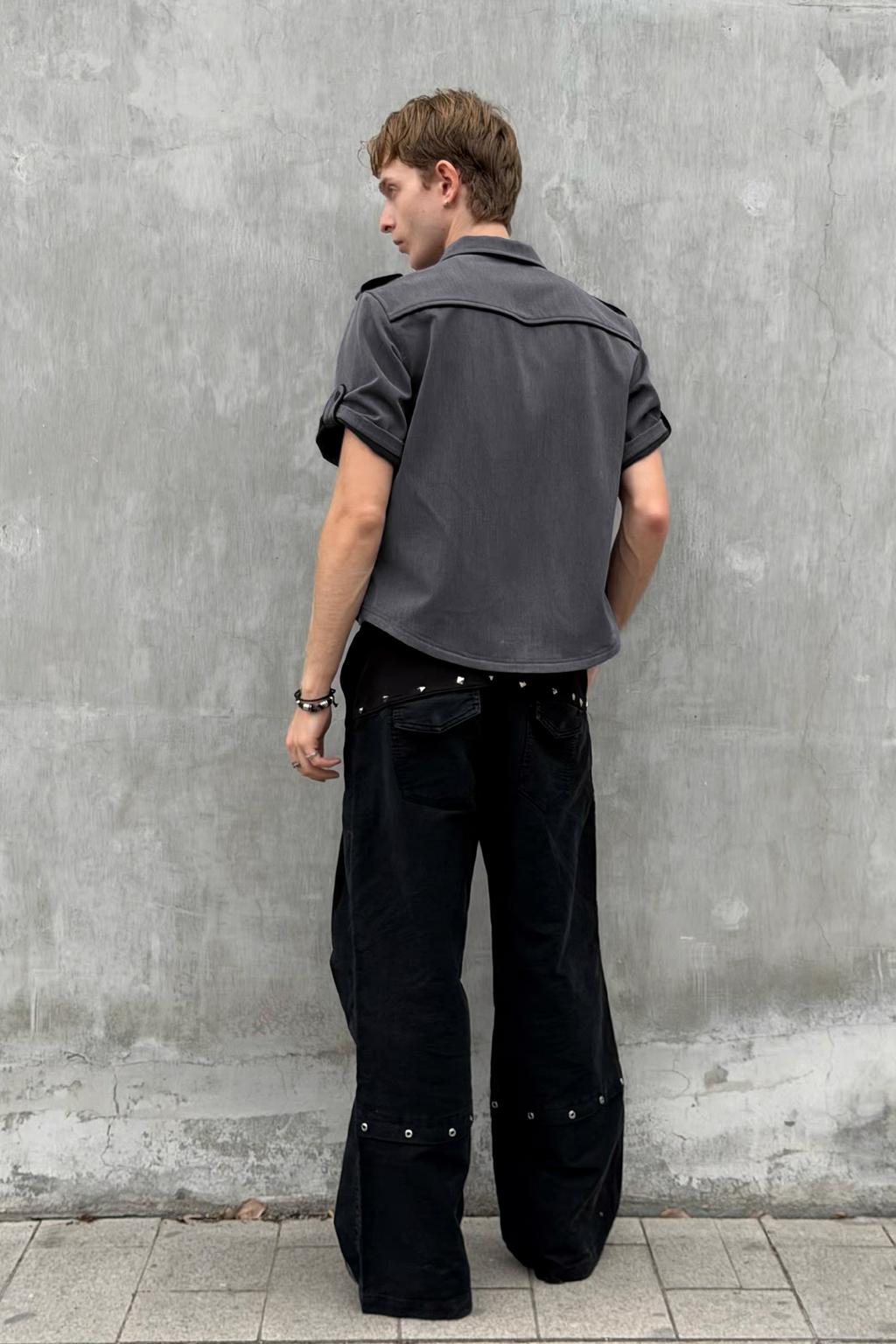 ESAIAS Napoleon Embroidered Asymmetrical Half Shirt