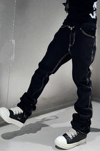 VINKID Embroidered Contrast Stitch Stacked Skinny Jeans