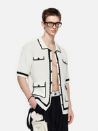 TIWILLTANG Contrast Trim Knitted Half Shirt