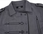 ESAIAS Napoleon Embroidered Asymmetrical Half Shirt