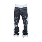 VINKID Faux-Layered Dove Graphic Contrast Panel Jeans