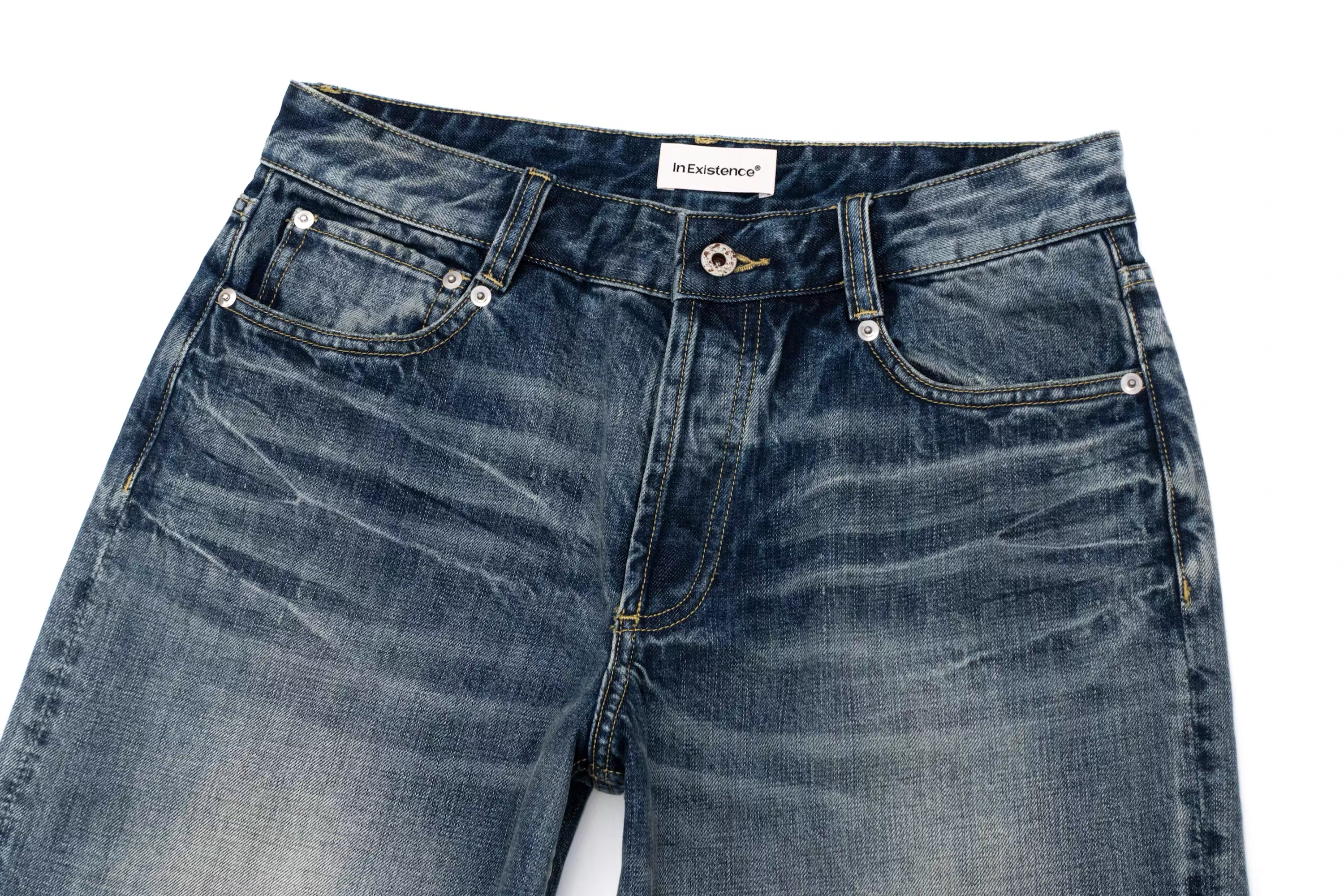 IN EXISTENCE x i Washed Lightning Fade Wide-Leg Jeans Blue