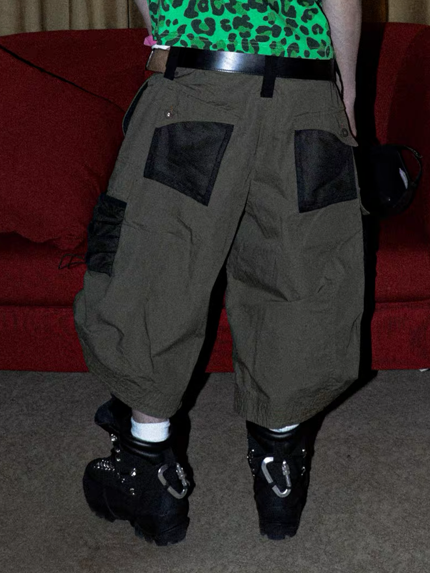 PCCVISION Contrast Panel Pleated Utility Shorts