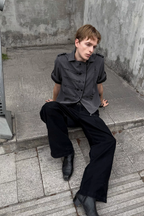 ESAIAS Napoleon Embroidered Asymmetrical Half Shirt