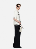 TIWILLTANG Contrast Trim Knitted Half Shirt