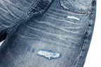 IN EXISTENCE x STM Washed Patched Distressed Straight Jeans
