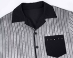 ESAIAS Studded Washed Dotted Stripe Half Shirt