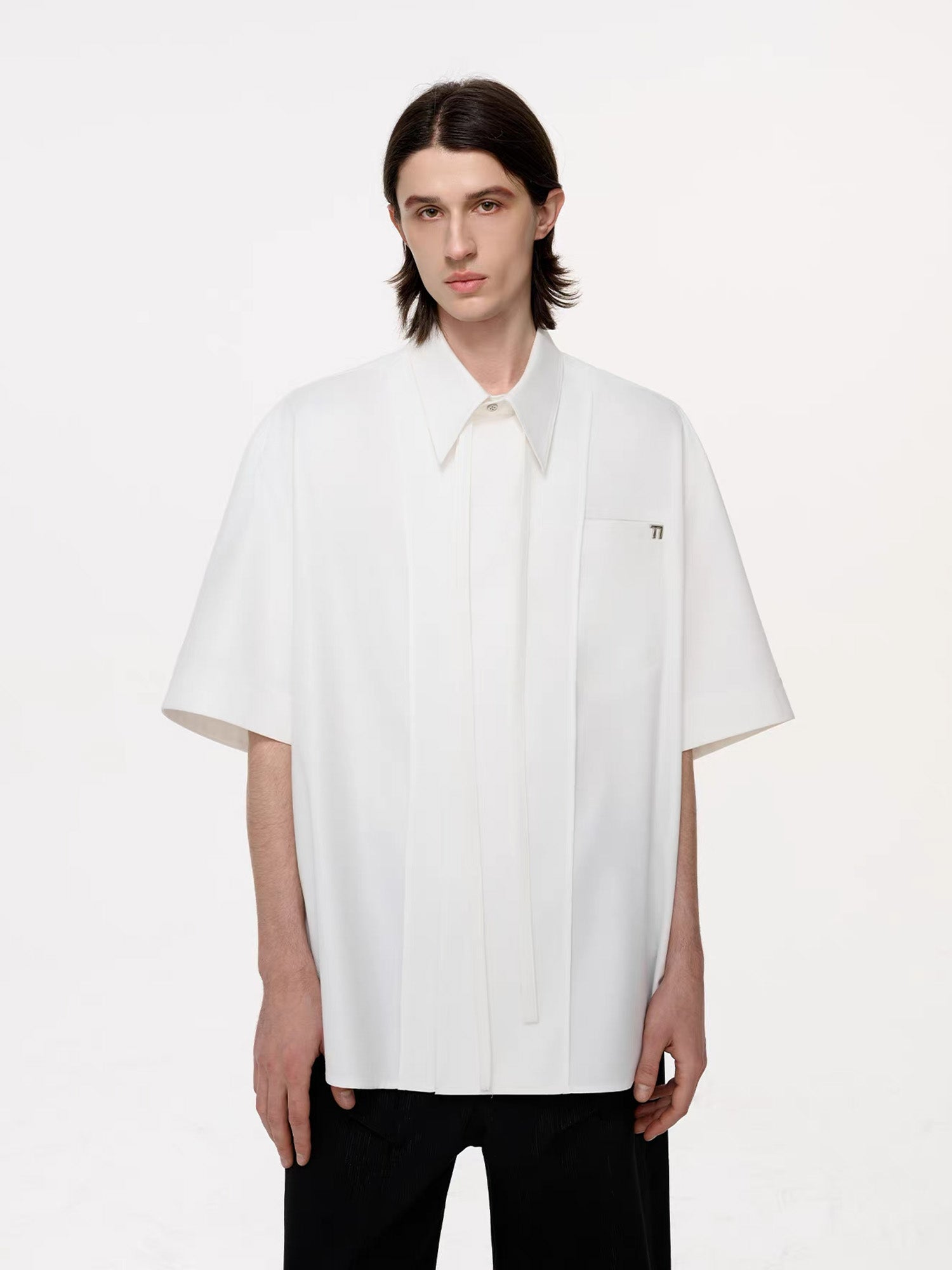 TIWILLTANG Draped Camp-Collar T Shirt