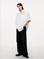 TIWILLTANG Draped Camp-Collar T Shirt
