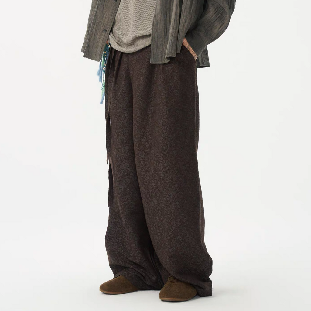 GONGHE REPUB Damask Jacquard Wrap-Tie Pants