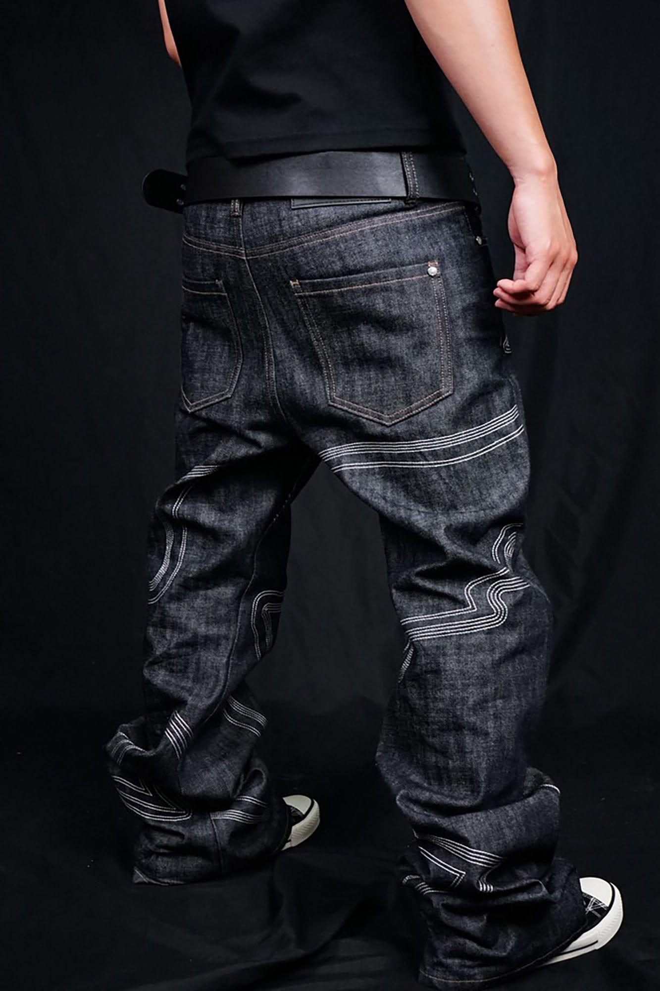 VINKID Embroidered Dove Stitched Selvedge Jeans