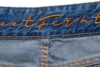 VINKID Dove Embroidered Distressed Stacked Jeans