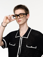 TIWILLTANG Contrast Trim Knitted Half Shirt