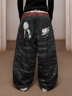 DND4DES Triple-Waist Graphic Wide-Leg Denim Pants