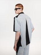 TIWILLTANG Contrast Stitch Paneled Zip-Up Half Shirt