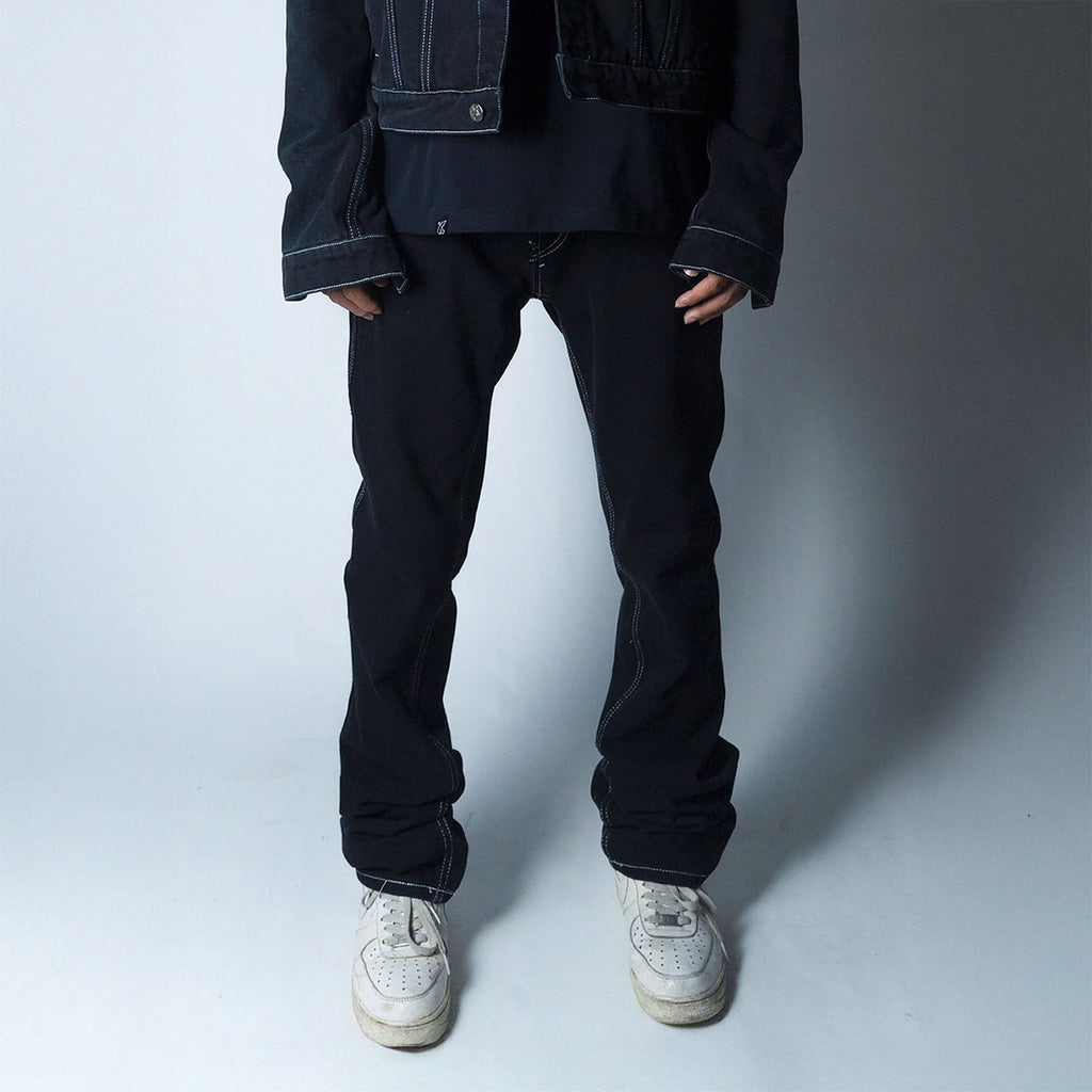 VINKID Embroidered Contrast Stitch Stacked Skinny Jeans
