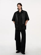TIWILLTANG Draped Camp-Collar T Shirt