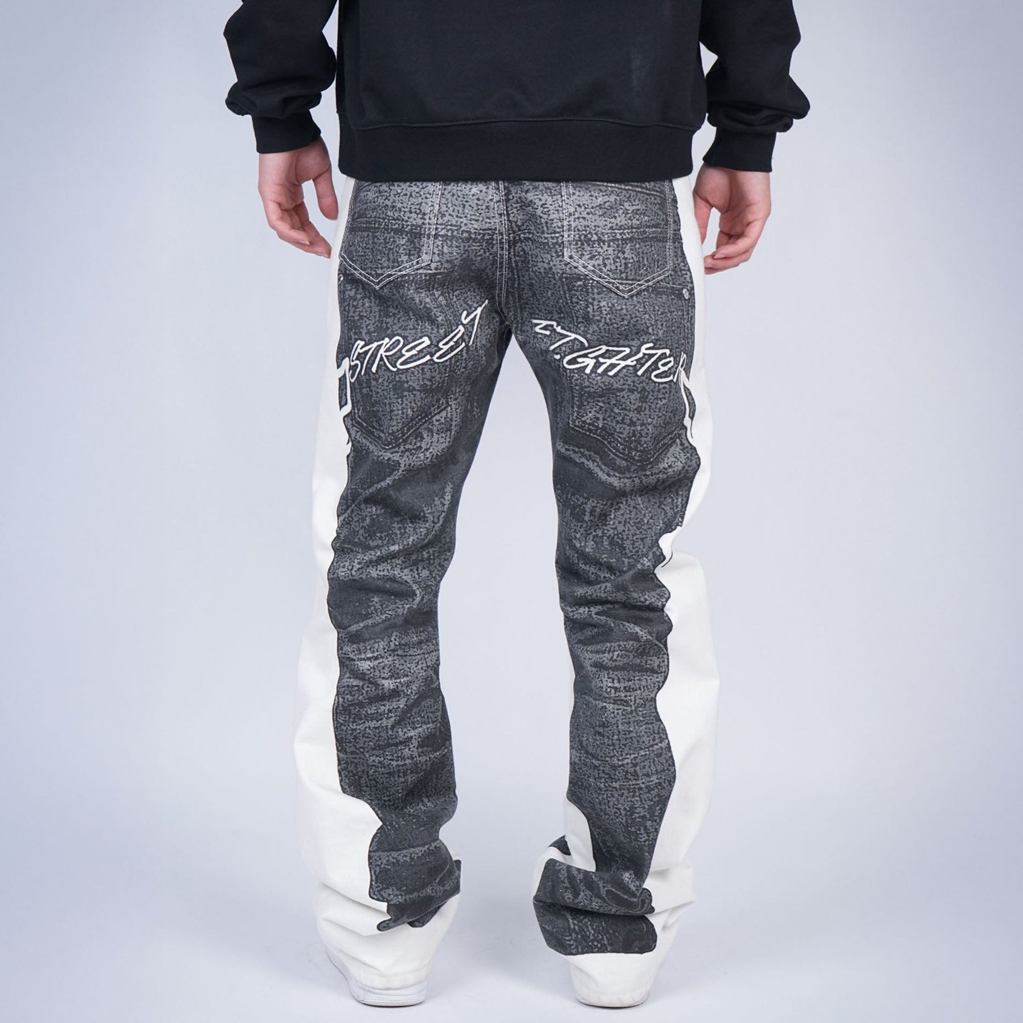 VINKID Faux-Layered Dove Graphic Contrast Panel Jeans