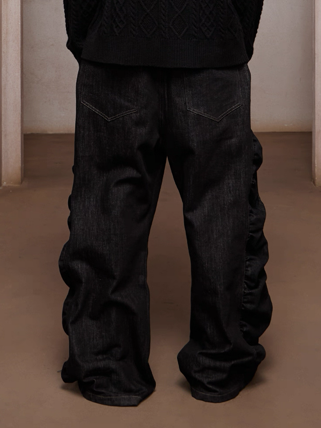 DND4DES Asym Button-Fly Ruched Baggy Jeans