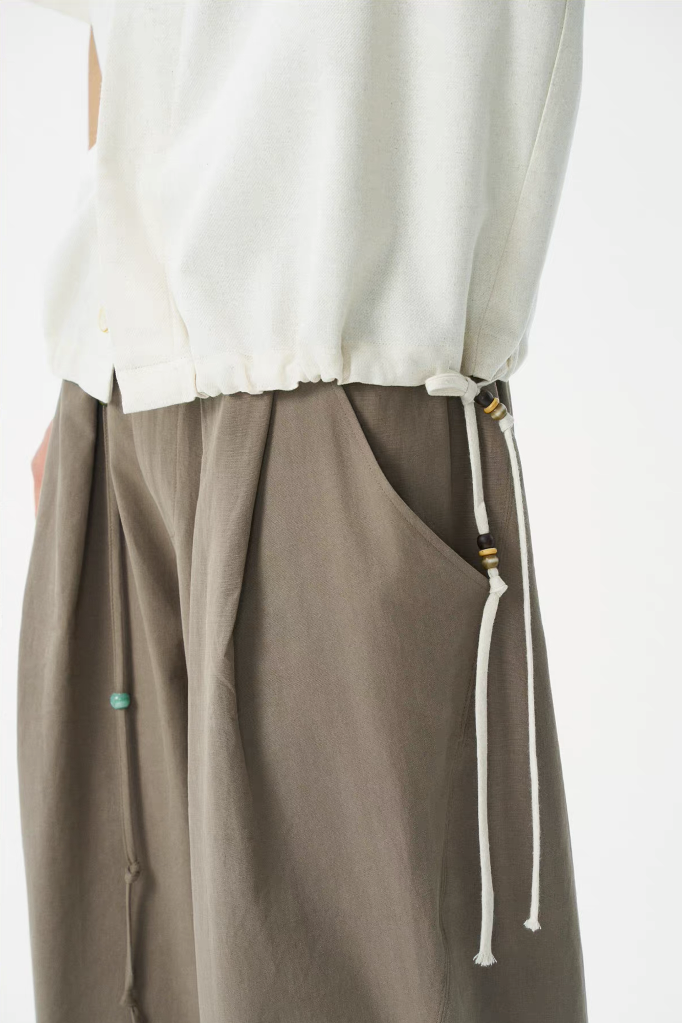 GONGHE REPUB Tencel-Linen Open-Collar Shirt