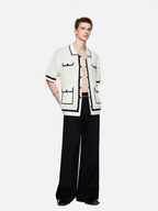 TIWILLTANG Contrast Trim Knitted Half Shirt