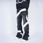 VINKID Infinite Cross Panel Embroidered Jeans