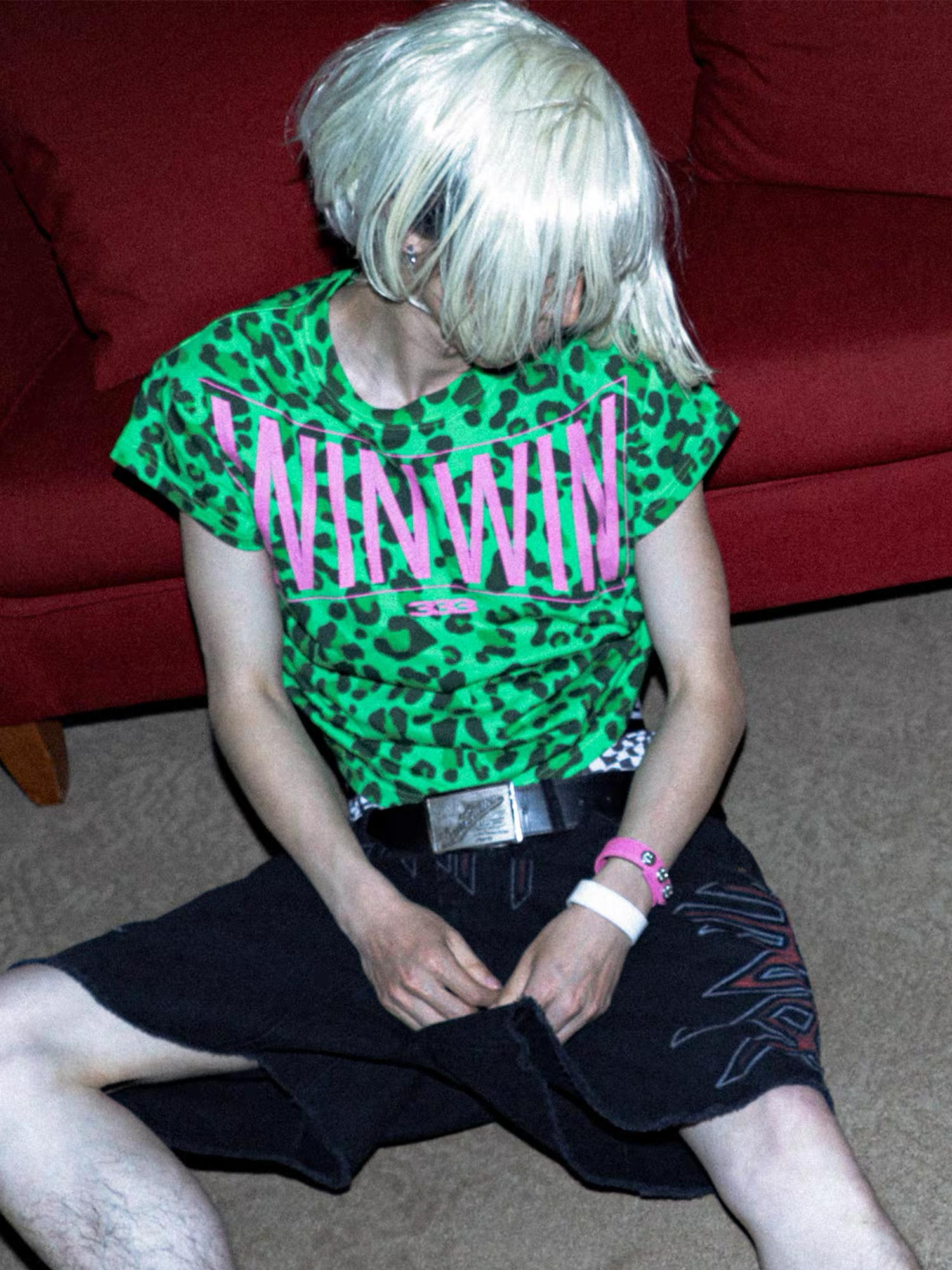 PCCVISION Contrast Leopard Crackled Foil Graphic T-Shirt