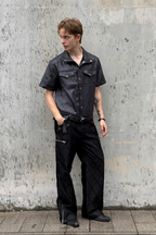 ESAIAS Studded Waxed Linen Belted Half Shirt