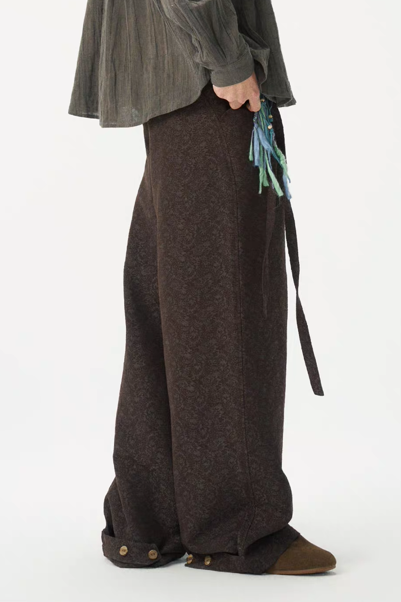 GONGHE REPUB Damask Jacquard Wrap-Tie Pants